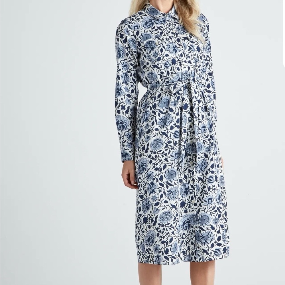 Lucky Brand Women’s Tricia Western Dress Blue White Floral Midi